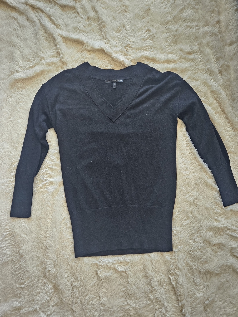 🍂White House Black Market Black V-Neck Longline Tunic Sweater Size Small